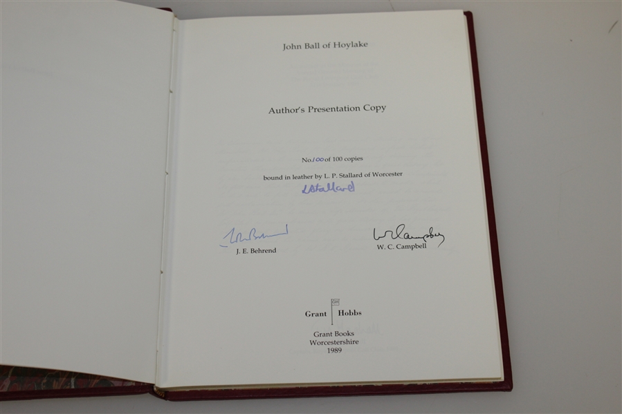 'John Ball of Hoylake' Ltd Ed. 100/100 Author's Presentation Copy Signed by Four in Slip Case