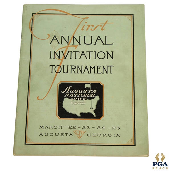 1934 Augusta National First Annual Invitation (Masters) Tournament Program - Excellent Condition!