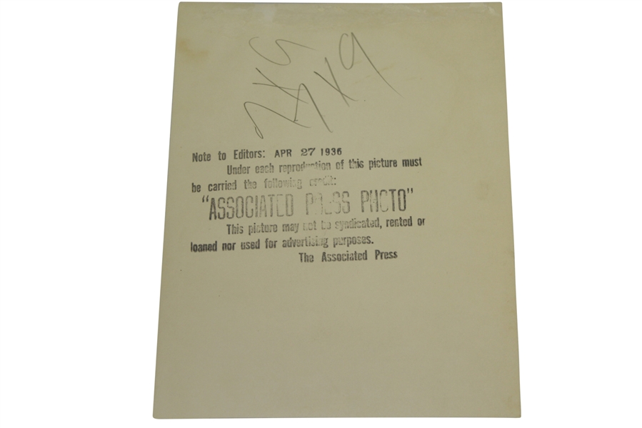 Horton Smith April 27, 1936 Original Press Photo with Robert T Jones, Jr. Clubs and $$ Signs