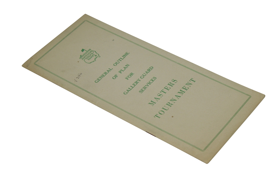 1954 Augusta National Gallery Guard General Outline Plan for Masters Tournament Booklet