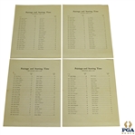 Complete 1942 Thursday, Friday, Saturday, & Sunday Masters Tournament Pairing Sheets