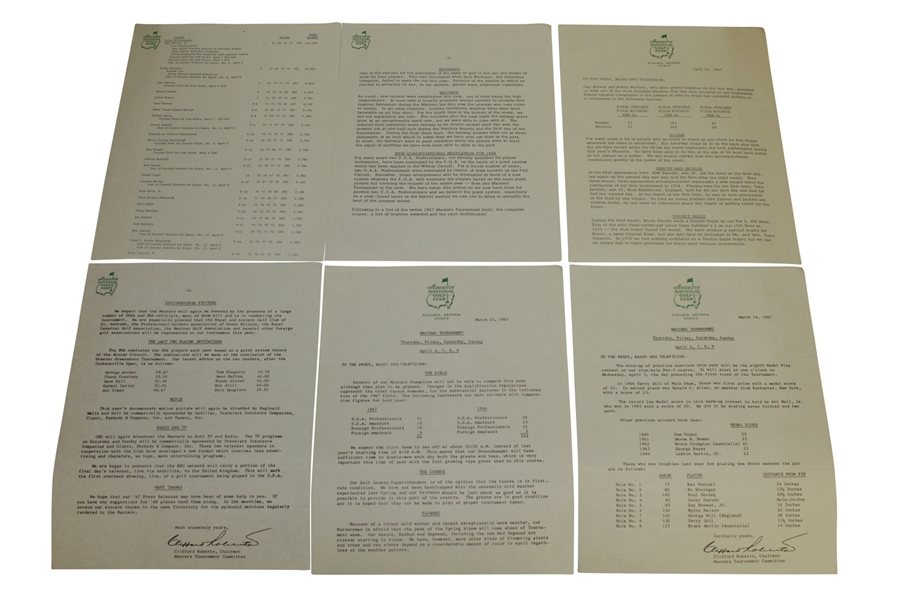 1967 Masters Items - Records Booklet, Records Pamphlet, Spec Guide, Pairing Sheets, & Misc Correspondence