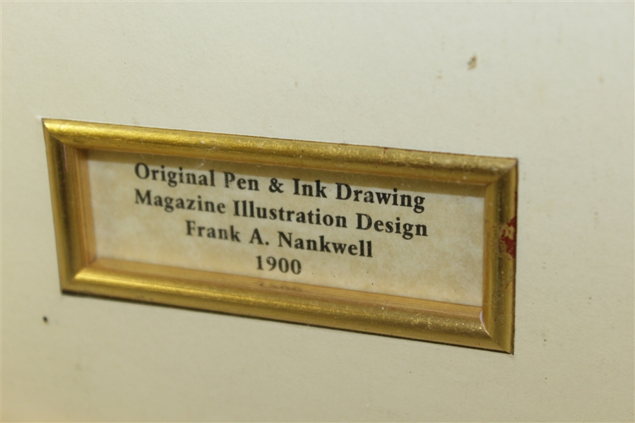 1900 Original Pen & Ink Magazine Illustration Design Drawing by Frank A. Nankwell