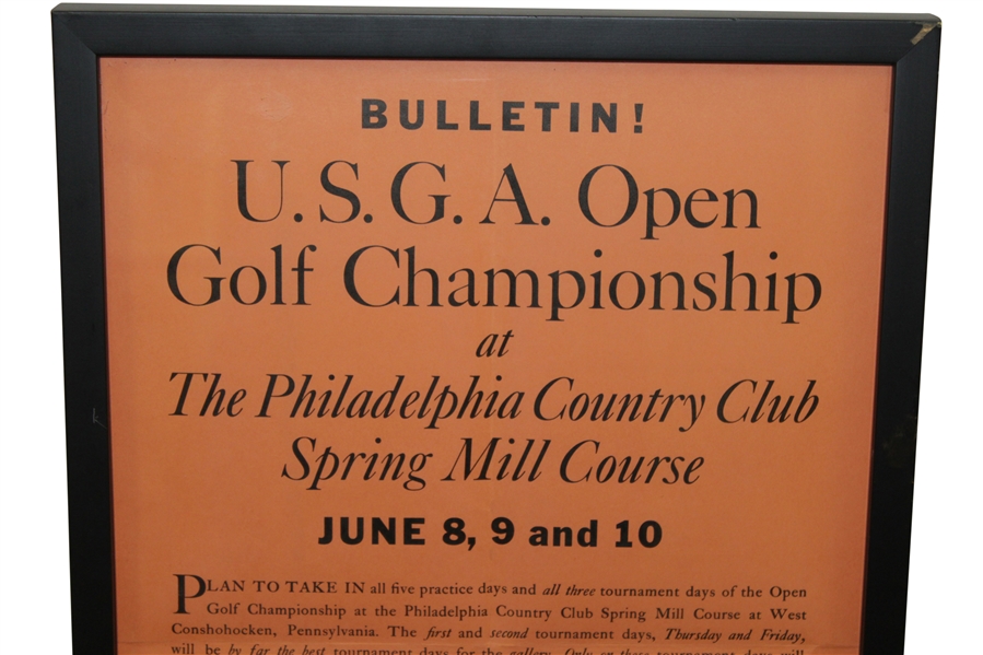 1939 US Open Championship at Philadelphia Country Club Ticket Poster - Byron Nelson Winner 15 x 24