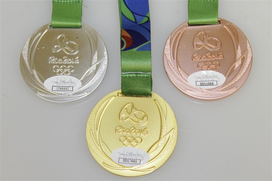 Justin Rose, Stenson, & Kuchar Signed Replica Olympic Gold, Silver, & Bronze Medals ALL JSA