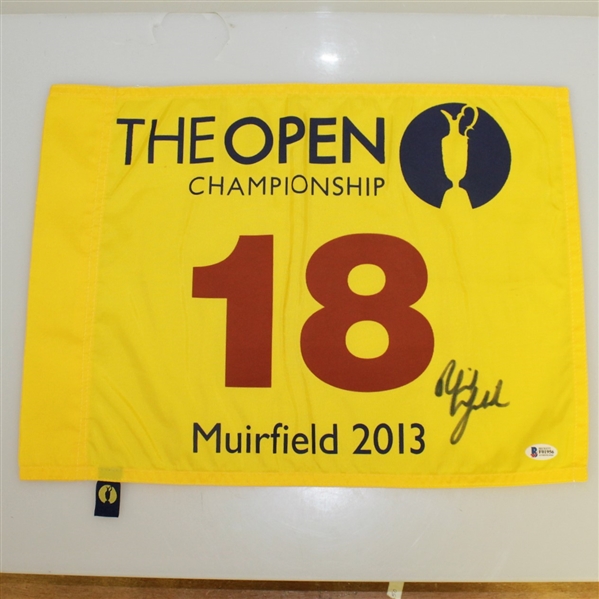 Phil Mickelson Signed 2013 Open Championship at Muirfield Flag BECKETT #F01956