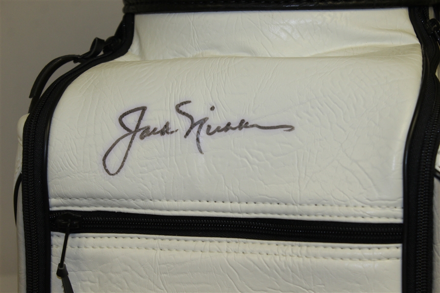 Jack Nicklaus Signed 'Nicklaus' Golden Bear Black White Golf Bag JSA ALOA