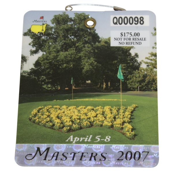 2007 Masters Tournament Series Badge #Q00098 - Zach Johnson Wins Green Jacket!