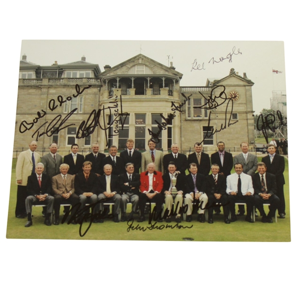 Multi-Signed Open Champions in front of the R&A Clubhouse Photo JSA ALOA