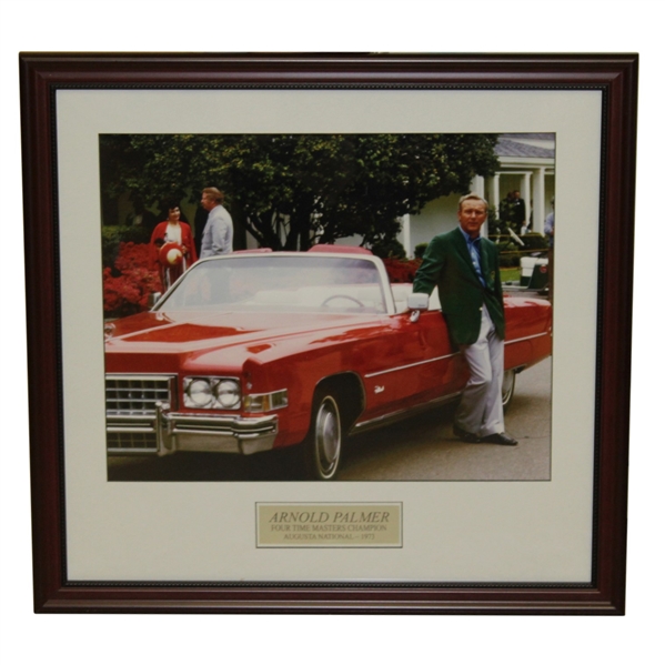 Arnold Palmer 'Four Time Masters Champion' with Cadillac at Augusta National - 1973 - Framed