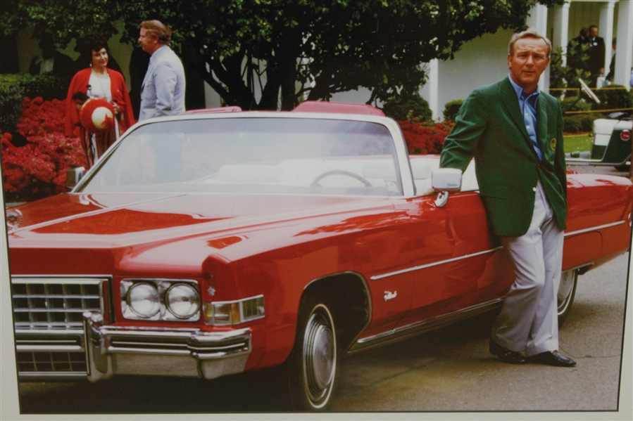 Arnold Palmer 'Four Time Masters Champion' with Cadillac at Augusta National - 1973 - Framed