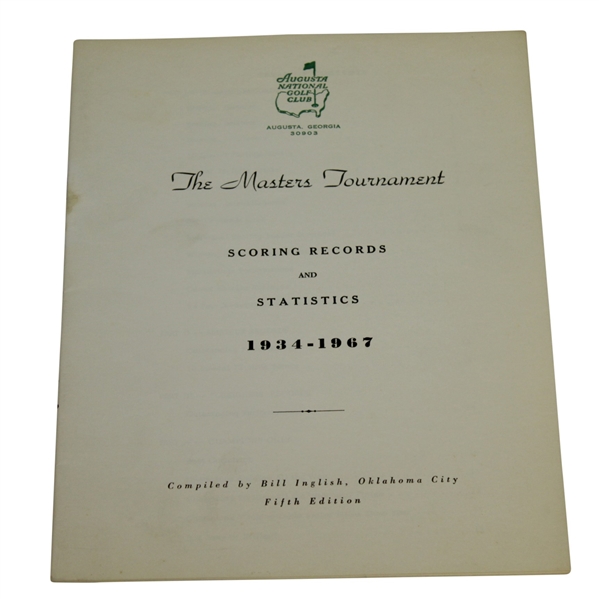 1968 Masters Tournament Scoring Records & Statistics Booklet Compiled by Bill Inglish