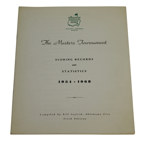 1969 Masters Tournament Scoring Records & Statistics Booklet Compiled by Bill Inglish