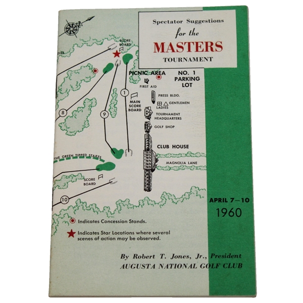1960 Masters Spectator Guide - Arnold Palmer Winner