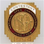 1934 US Open at Merion Contestant Badge - Olin Dutra Winner - Top Condition