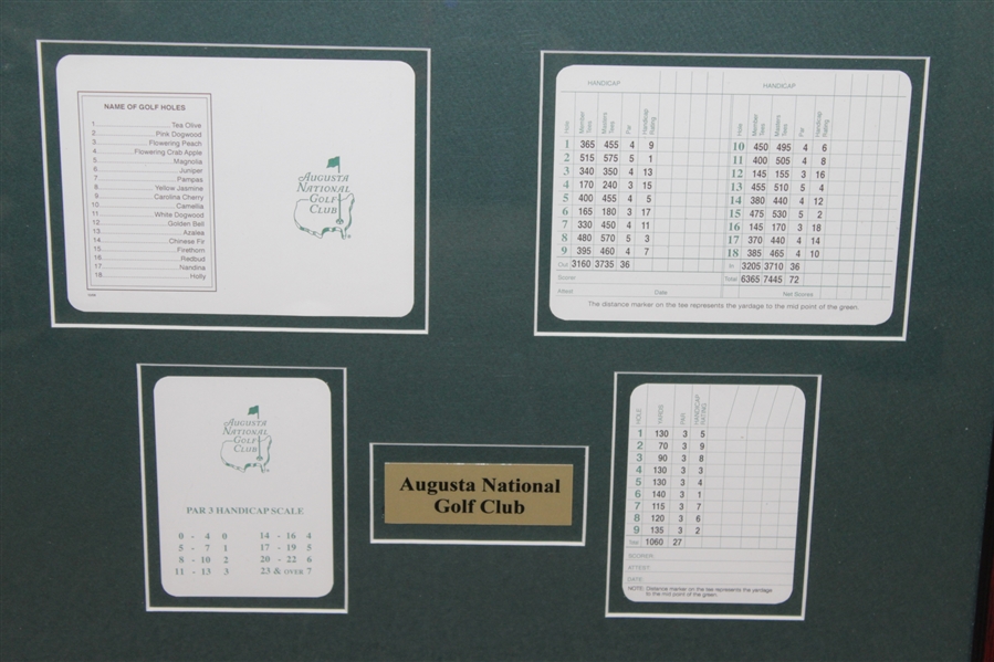 Augusta National Golf Club Course & Par 3 Scorecards - Framed