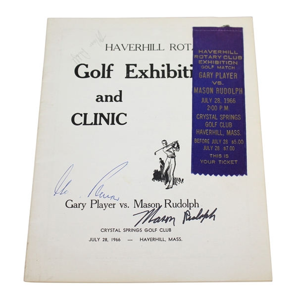 Gary Player & Mason Rudolph Signed 1966 Golf Exhibition & Clinic Program JSA ALOA