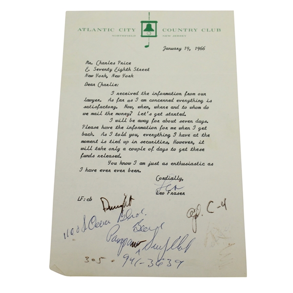 Leo Fraser Signed Five Letters to Charles Price JSA ALOA