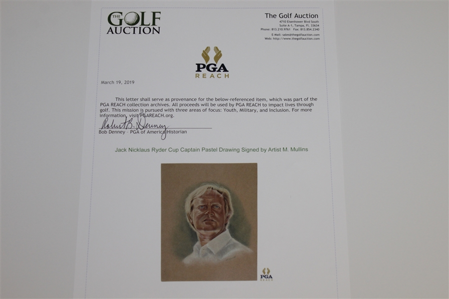 Jack Nicklaus Ryder Cup Captain Pastel Drawing Signed by Artist M. Mullins