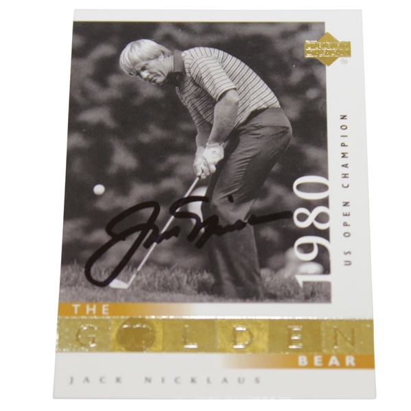 Jack Nicklaus Signed Upper Deck 'The Golden Bear' 1980 US Open Golf Card JSA ALOA