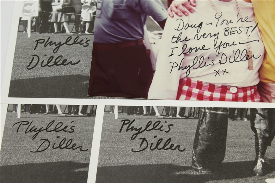 Four Phyllis Diller Signed Photos - Three with Bob Hope & One with Doug Sanders JSA ALOA