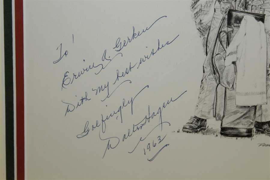 Walter Hagen Signed with Long Inscription Framed Print JSA ALOA
