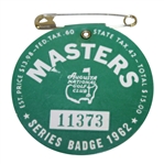 1962 Masters Tournament Series Badge #11373 - Arnold Palmers 3rd Green Jacket!