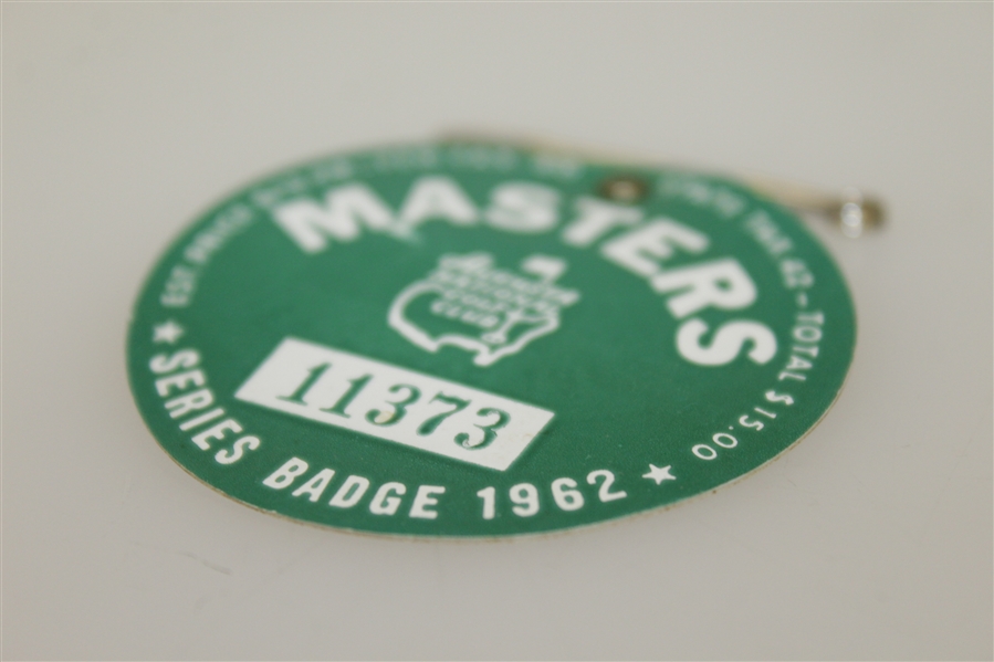 1962 Masters Tournament Series Badge #11373 - Arnold Palmer's 3rd Green Jacket!