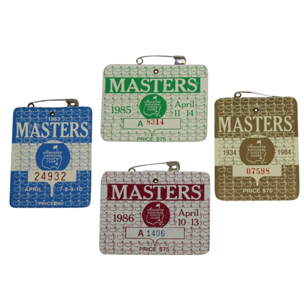1983, 1984, 1985 & 1986 Masters Tournament Series Badges