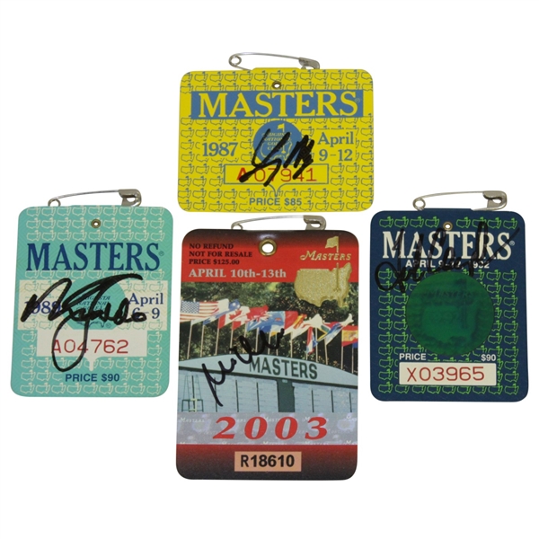 1987, 1989, 1992 & 2003 Masters Tournament Series Badges - Signed By Champ! JSA ALOA