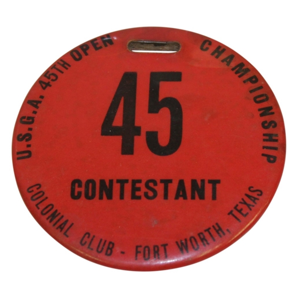1941 US Open at Colonial Country Club Contestant's Bag Tag - Craig Wood Winner