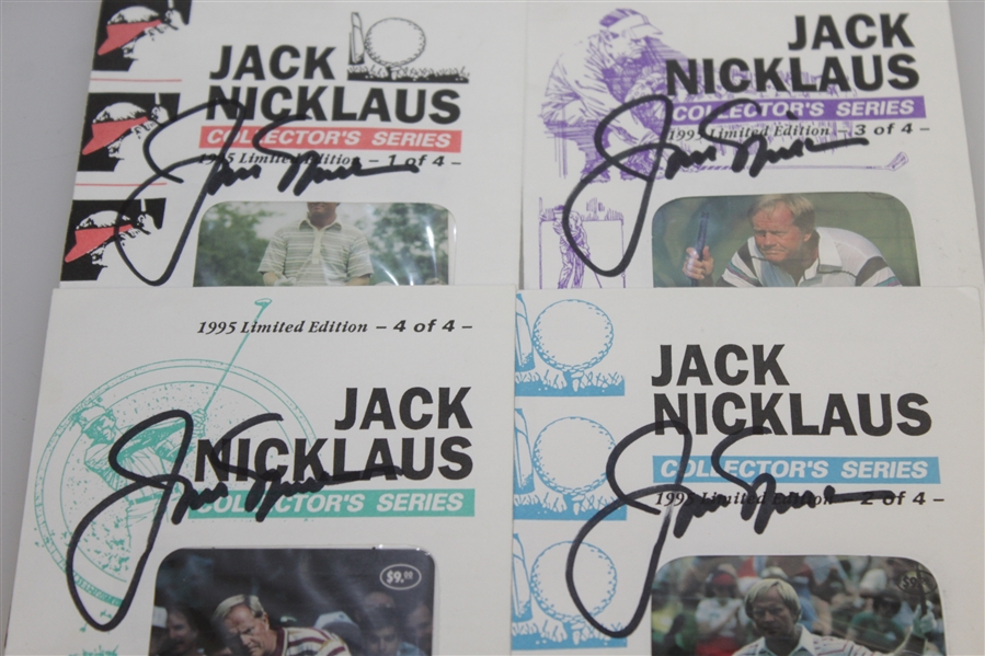 Jack Nicklaus Signed 1995 Memorial Tournament Calling Cards - Full 4 Card Series JSA ALOA