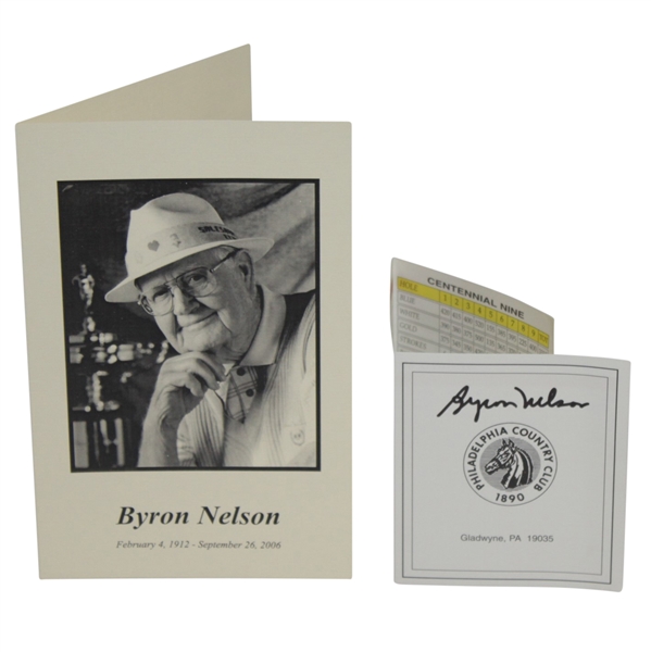 Byron Nelson Signed Philadelphia Country Club Scorecard with Funeral Program JSA ALOA