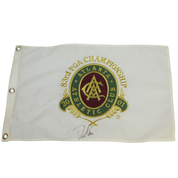 David Toms Signed 2001 PGA Championship at Atlanta Athletic Club Flag - Embroidered JSA ALOA
