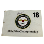 Phil Mickelson Signed 2005 PGA Championship at Baltusrol White Embroidered Flag JSA ALOA