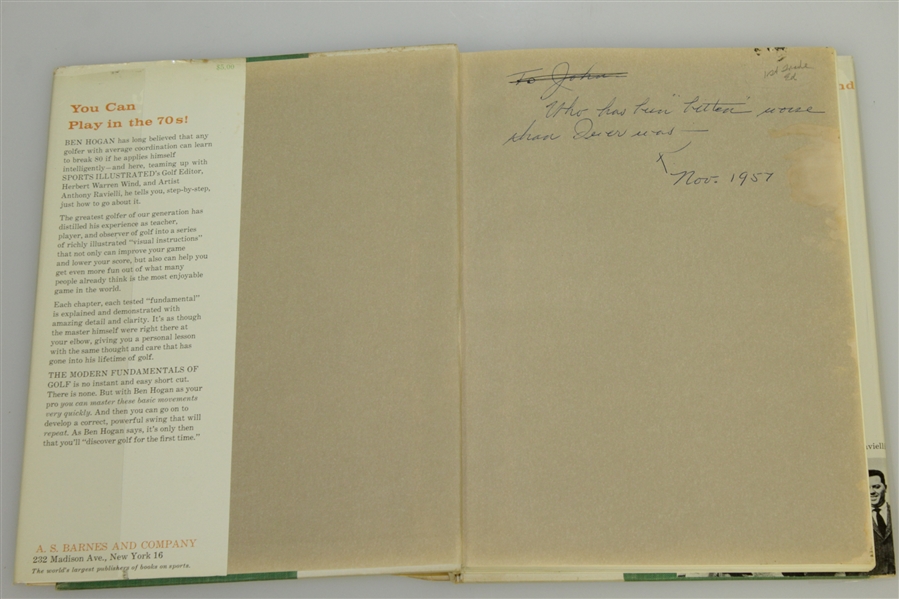 Ben Hogan Signed 1st Ed. 1957 Book 'Five Lessons: The Modern Fundamentals of Golf' JSA ALOA