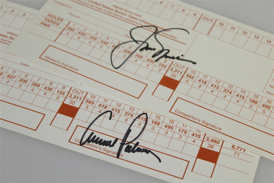 Jack Nicklaus & Arnold Palmer Signed 1994 US Senior Open Official Scorecards JSA ALOA