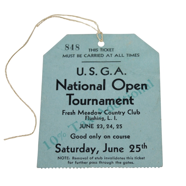 1932 US Open Championship at Fresh Meadow Country Club Final Round Ticket - Gene Sarazen Winner 
