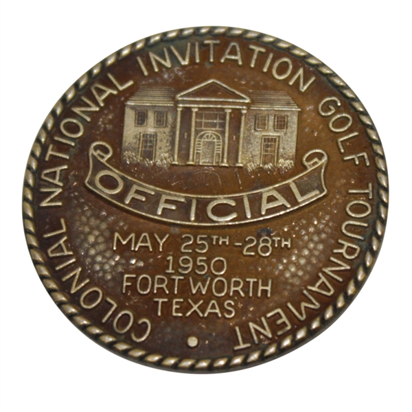 1950 Colonial Invitational Tournament Marshall Badge / Medal - Sam Snead Winner