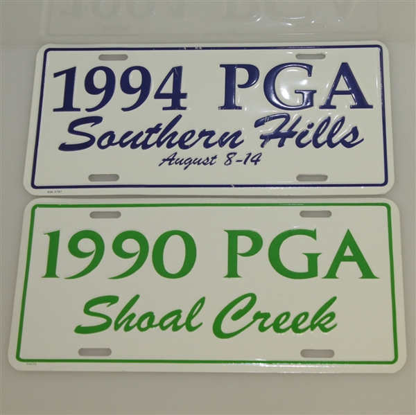 1990 & 1994 Official PGA Championship License Plates - Shoal Creek & Southern Hills