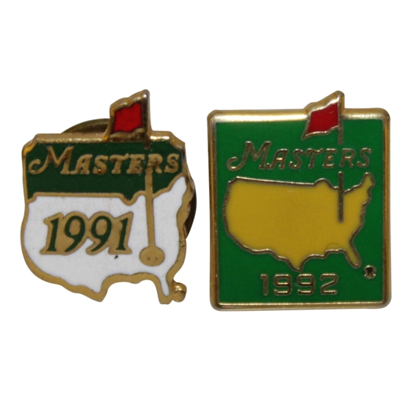 Masters Tournament Employee Pins - 1991 & 1992