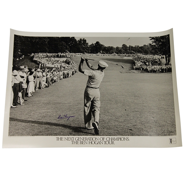 Ben Hogan Signed 1950 US Open Famous 1 - Iron Shot Oversize Poster JSA ALOA
