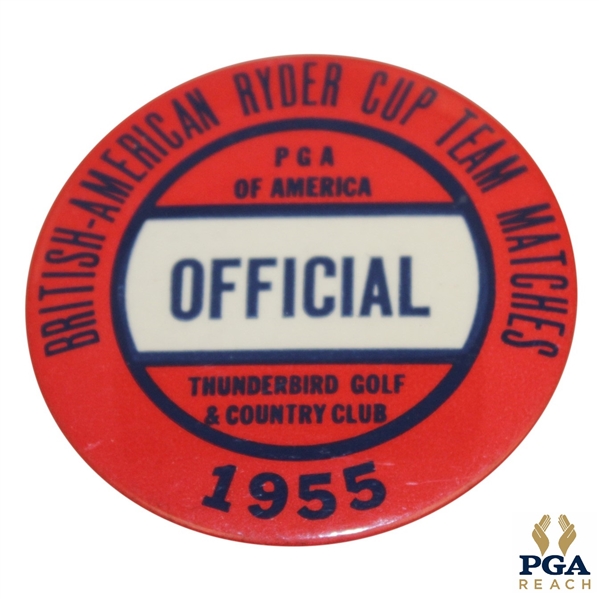 1955 Ryder Cup Official Badge - Thunderbird Golf & Country Club