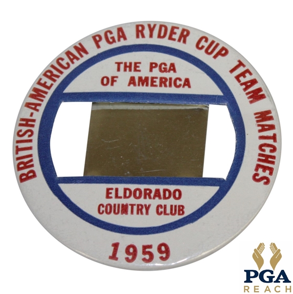 1959 Ryder Cup Credentials Badge at Eldorado Country Club - White Version