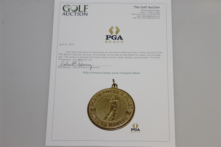 PGA of America Award Junior Champion Medal 