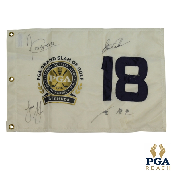 Cabrera, Glover, Cink & Yang Signed 2009 PGA Grand Slam of Golf Flag JSA ALOA