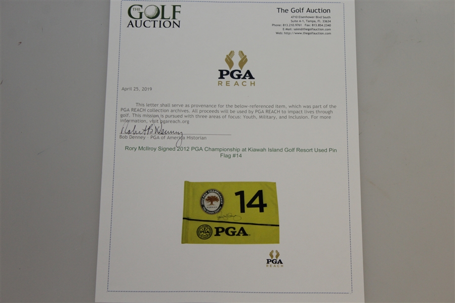 Rory McIlroy Signed 2012 PGA Championship at Kiawah Island Golf Resort Used Pin Flag #14 JSA ALOA