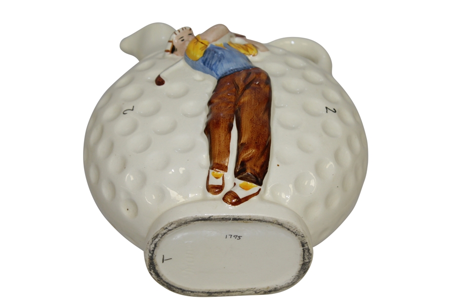 Relief Golfer Decorated Earthenware Jug with Golf Ball Dimples - 'Diana' Marking