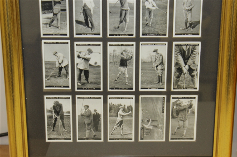 1927 Churchman Famous Golfers Set of 50 Cards Framed Presentation - Inc. Morris, Jones & Vardon