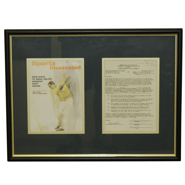 Tony Lema Signed 1963 'Challenge Golf' Contract with Sports Illustrated Cover Framed Presentation JSA ALOA